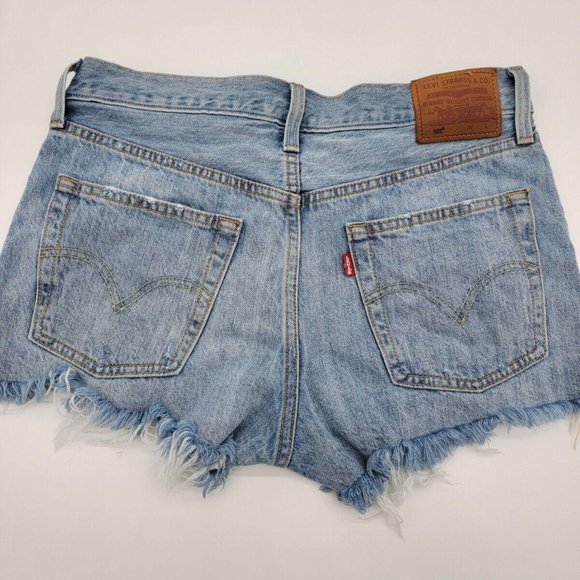 Levi's Pants - Levi's 501 Big E Jean Shorts Women's 28 Blue Distressed Cut Off Frayed Denim